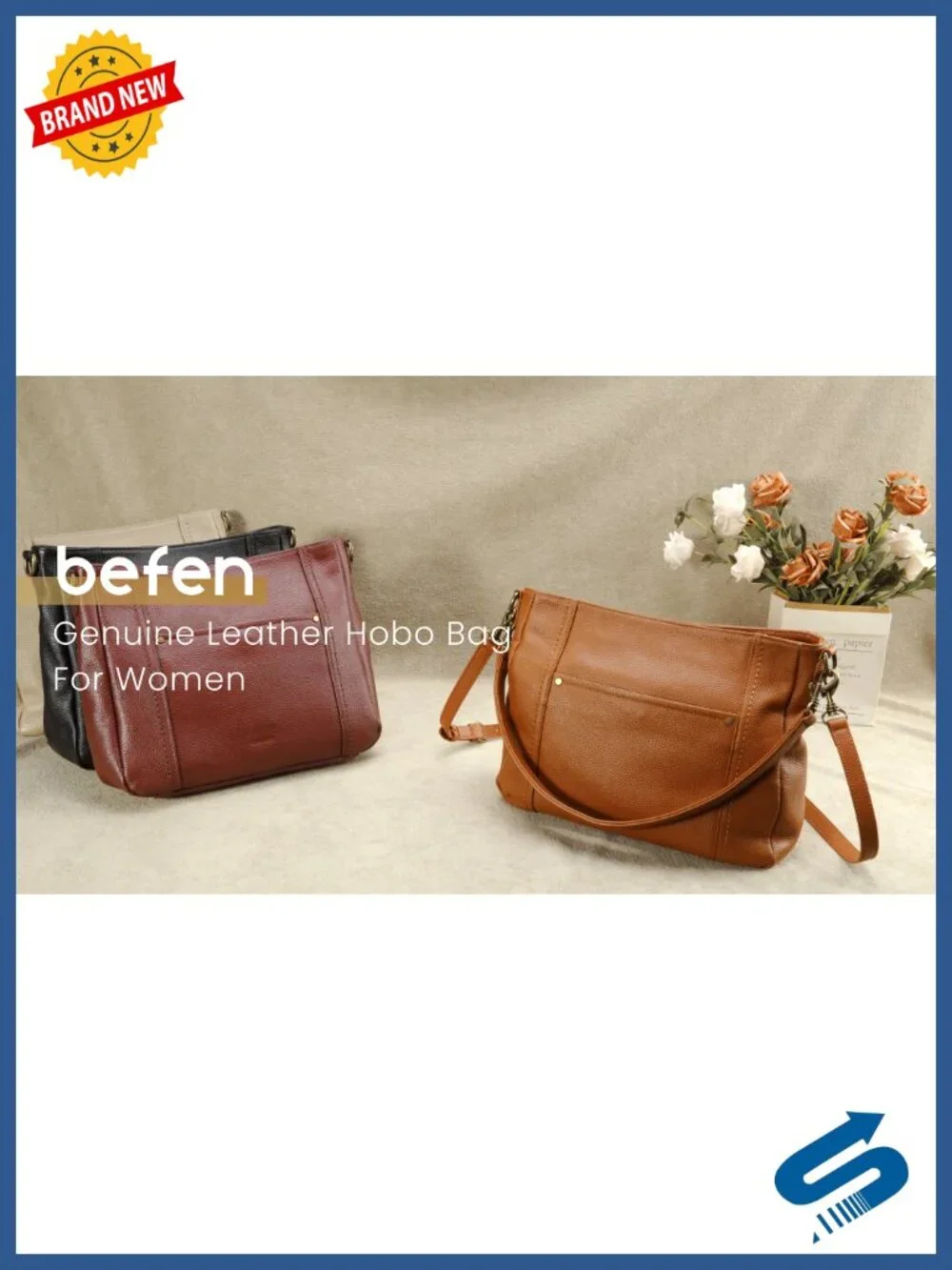 Genuine Leather Hobo Crossbody Bag Women Shoulder Purse Handbag 2 Straps Vintage